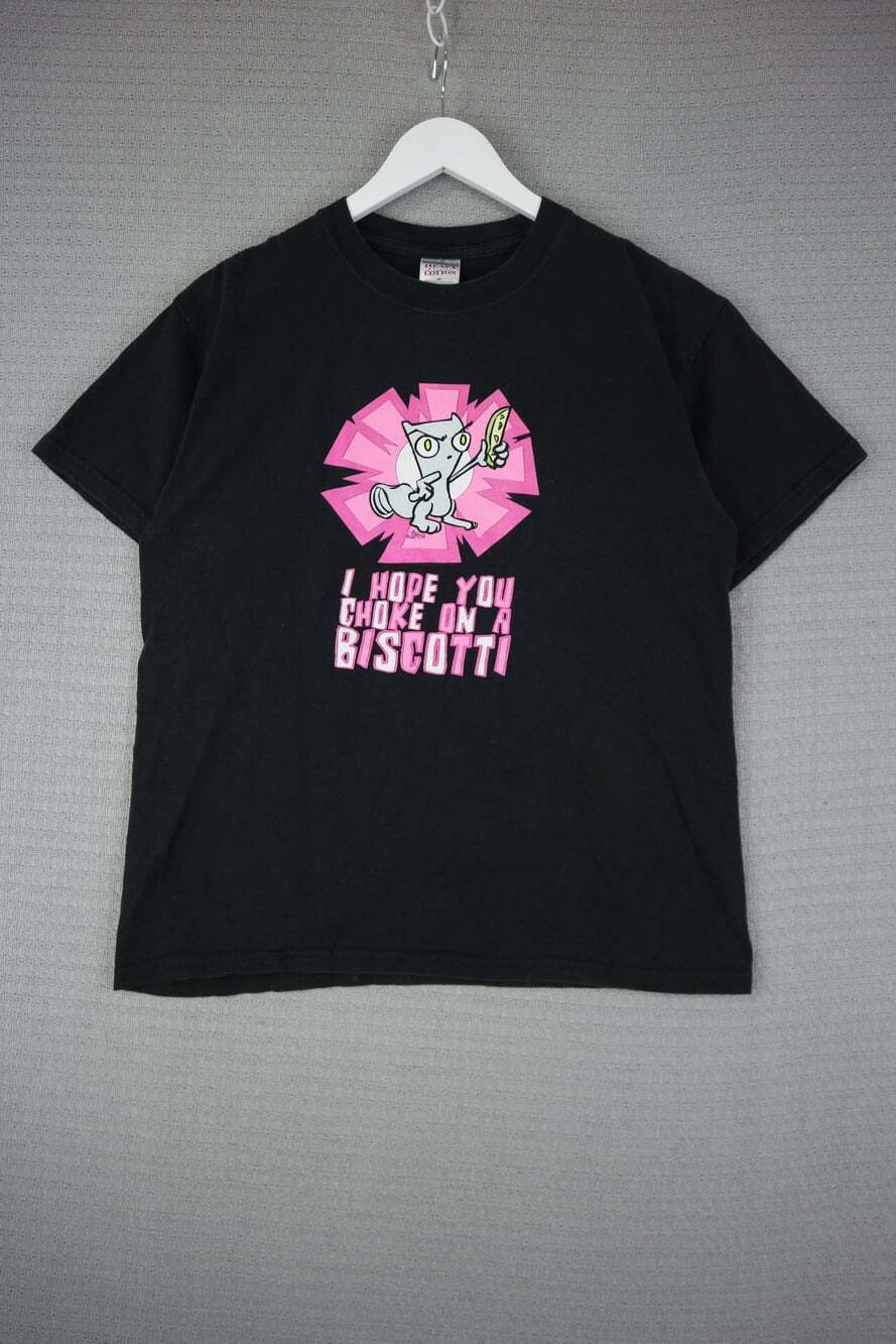 Gildan Foamy The Squirrel Rare “I Hope You Choke On A Biscotti” Graphic Tee Blac